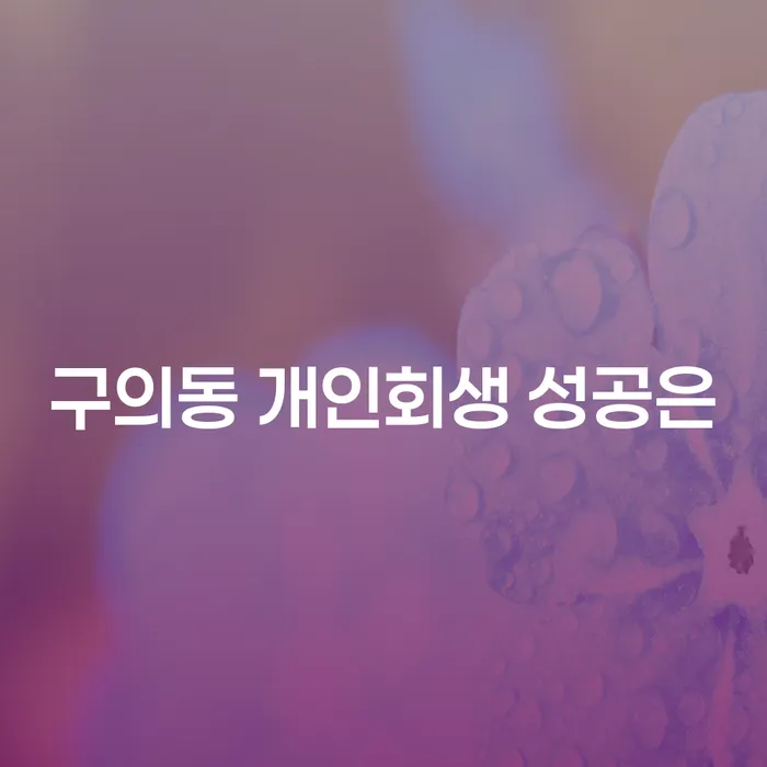 구의동 개인회생 성공은