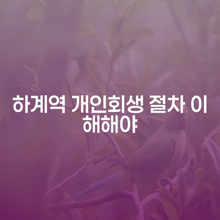 하계역 개인회생 절차 이해해야